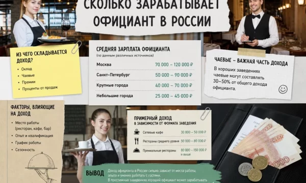 Сколько зарабатывает официант в России в 2026 году Сколько зарабатывает официант в России в 2026 году