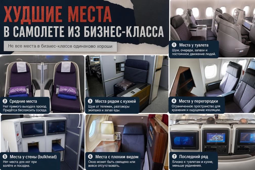 Худшие места в самолете бизнес-класса Худшие места в самолете бизнес-класса