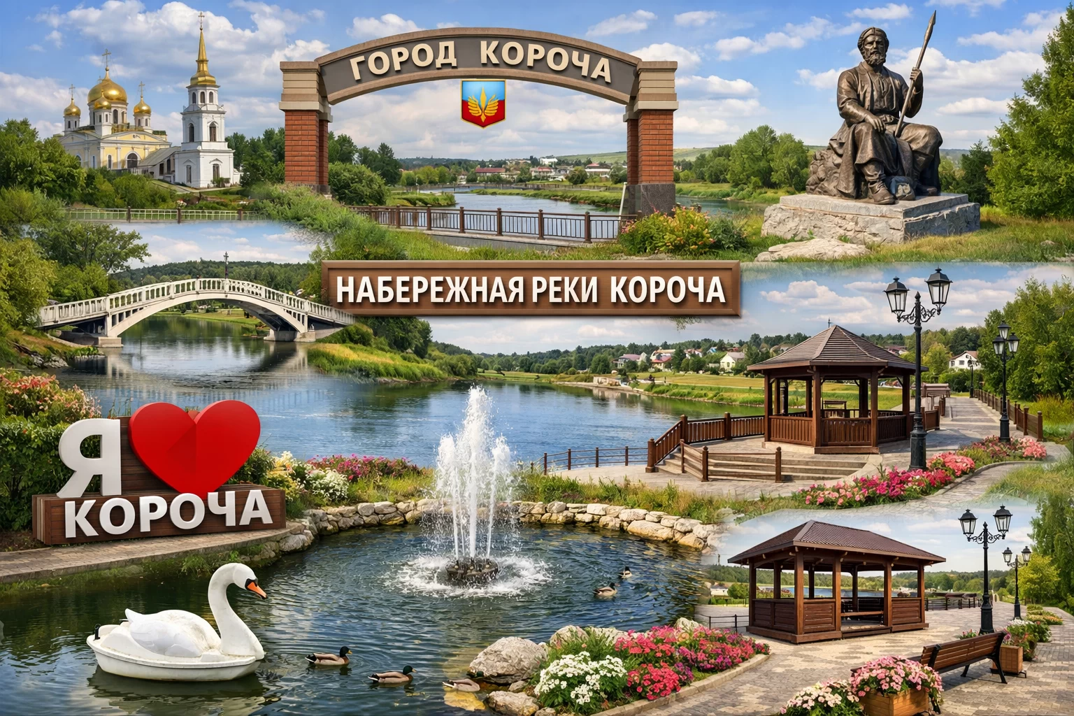 Набережная реки Короча в городе Короча Набережная реки Короча в городе Короча